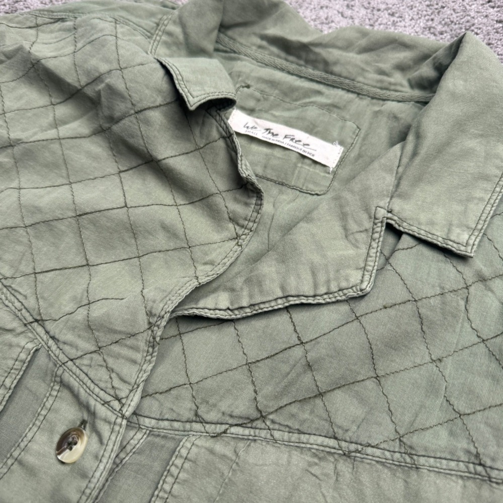 We the Free Free People Women's Small Long Sleeve Olive Green Button Up READ DES